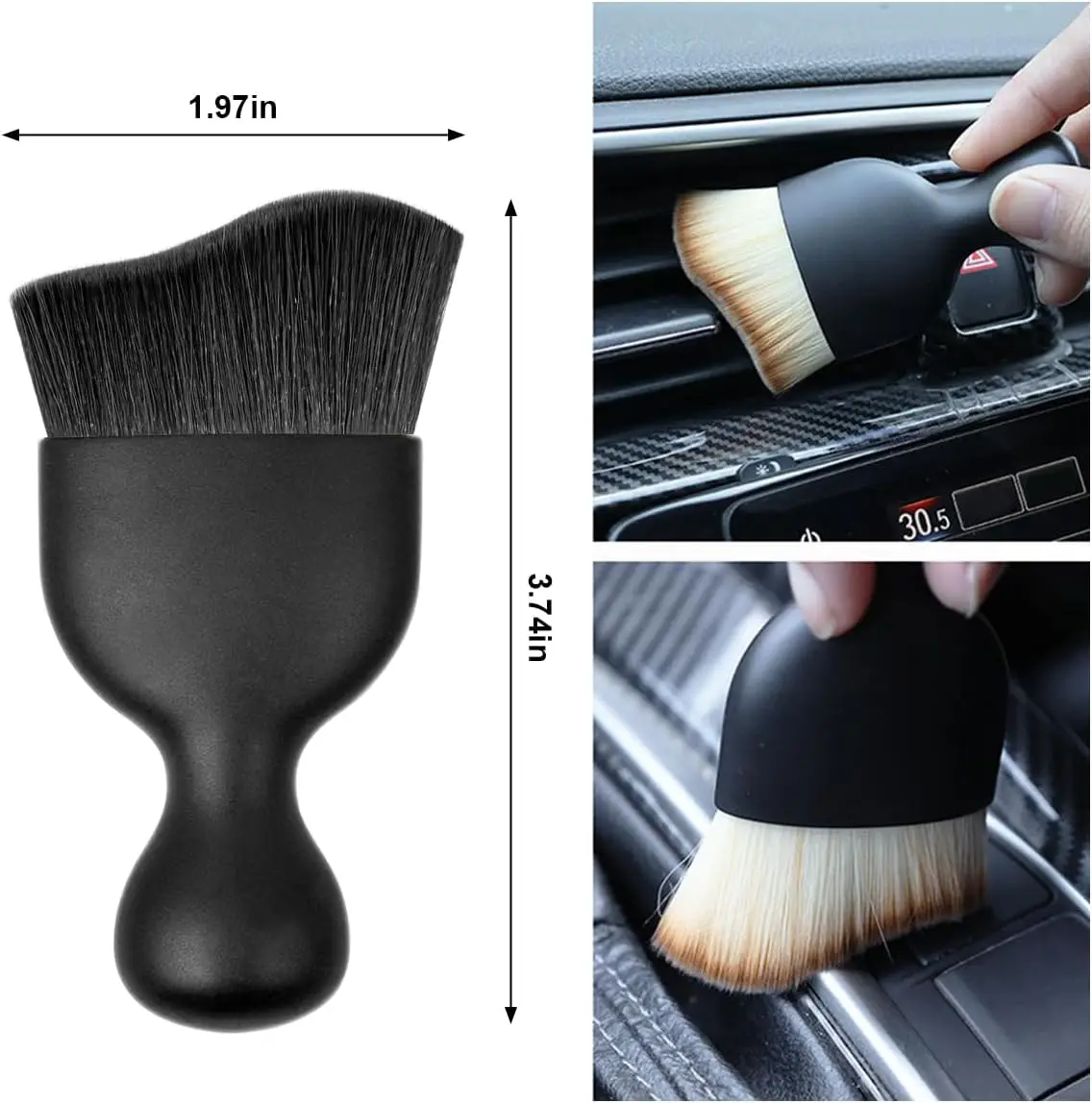 Detailing Brush,  Interior Soft Bristles Curved Cleaning Brush, Dust Collectors Dirt Removal Tool for  Dashboard, Air Conditione