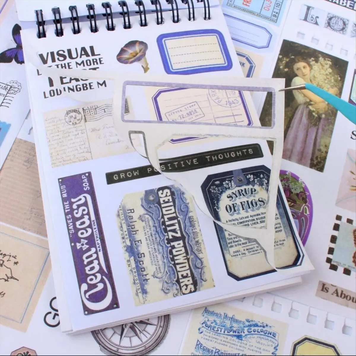 Reliable- Vintage Stickers for Scrapbooking, 50 Sheets Precut Washi Stickers Book for Journaling, Junk Journal Supplies C