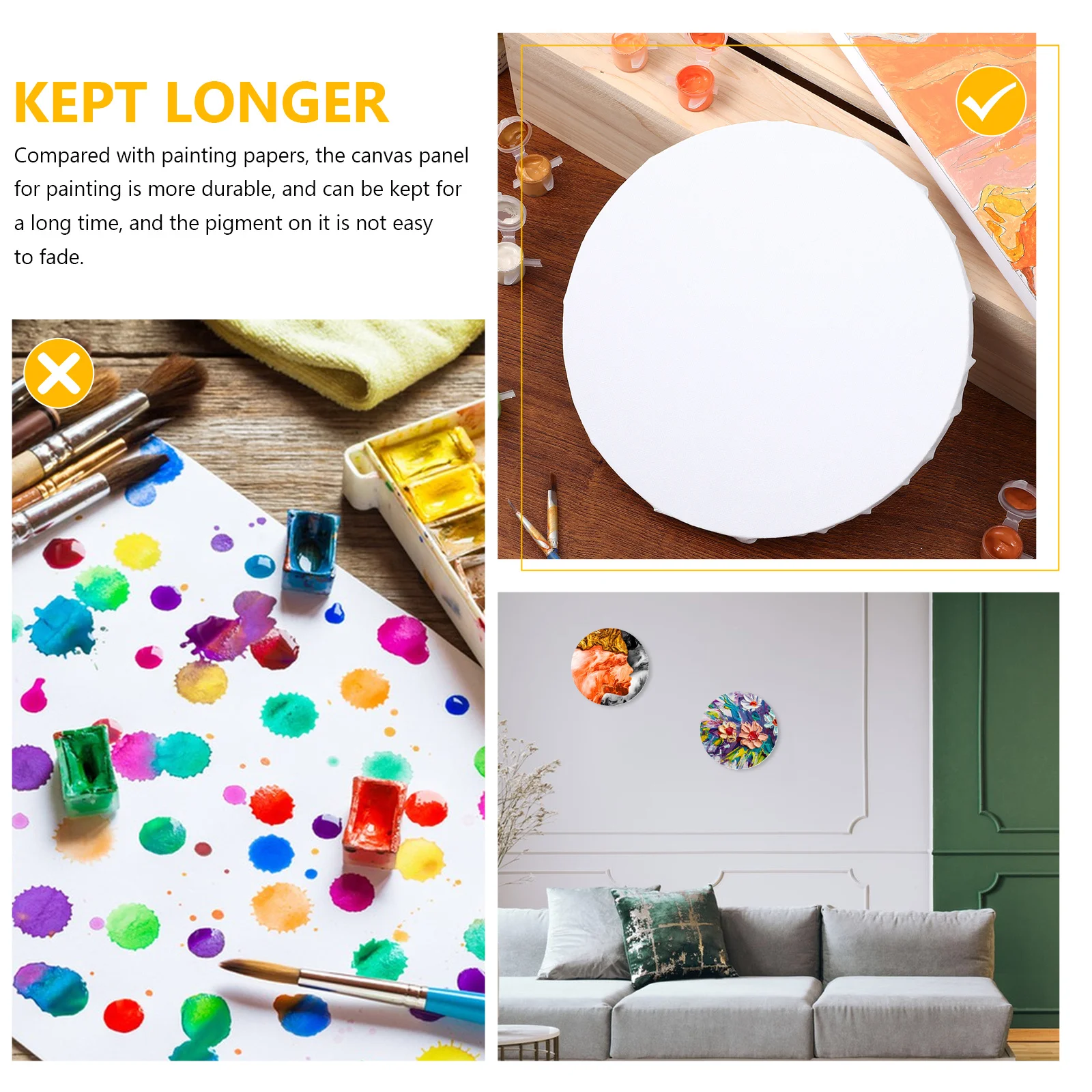 3Pcs High-Class Canvas Boards for Painting Wide Application Oil Acrylic DIY Craft Projects Durable Not Easy to Tear