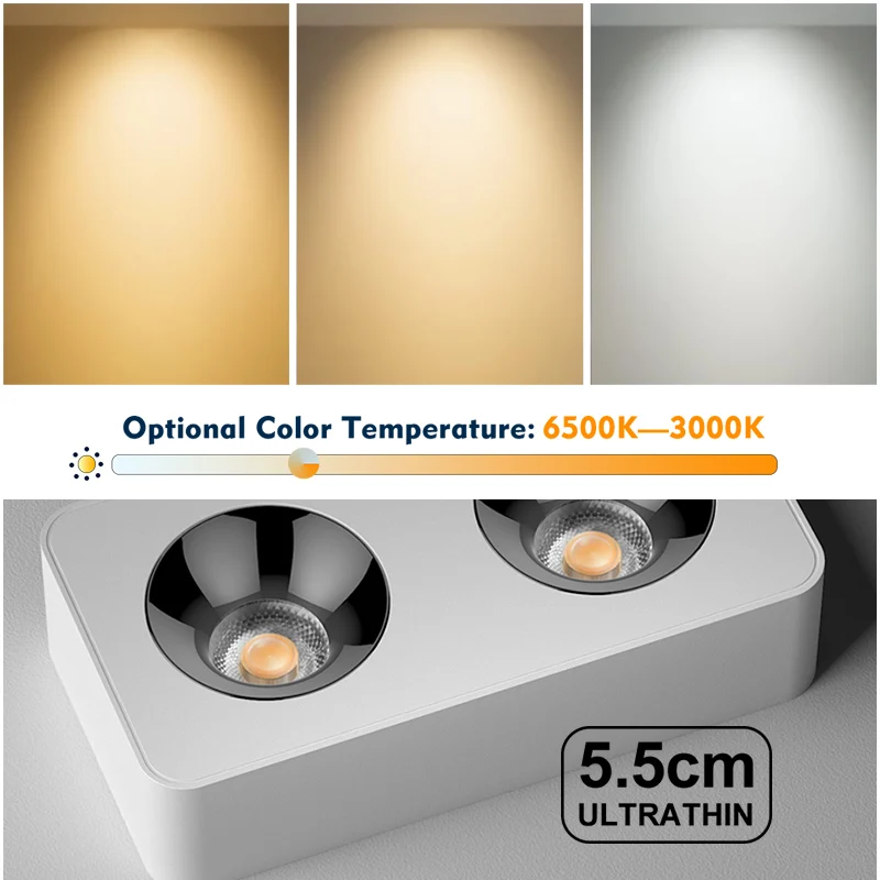 Imagem -04 - Quadrado Dimmable Anti-glare Cob Led Downlights Luzes de Teto Lâmpadas Internas Montagem em Superfície ac 85265v