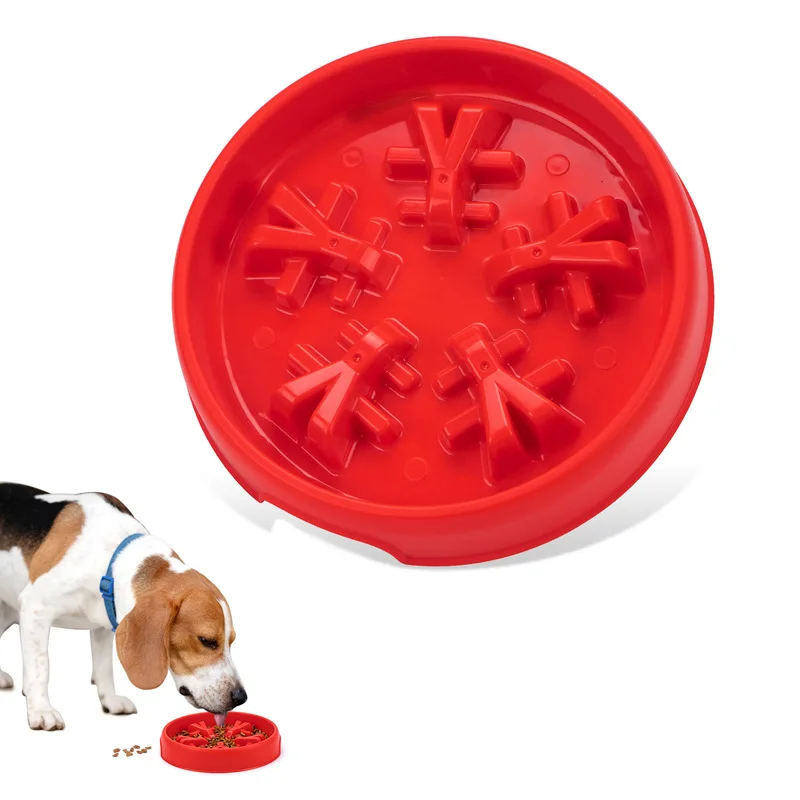Pet bowl, slow-feeding bowl, feeder, anti-choking slow-feeding bowl with foot pads, practical cat and dog bowl