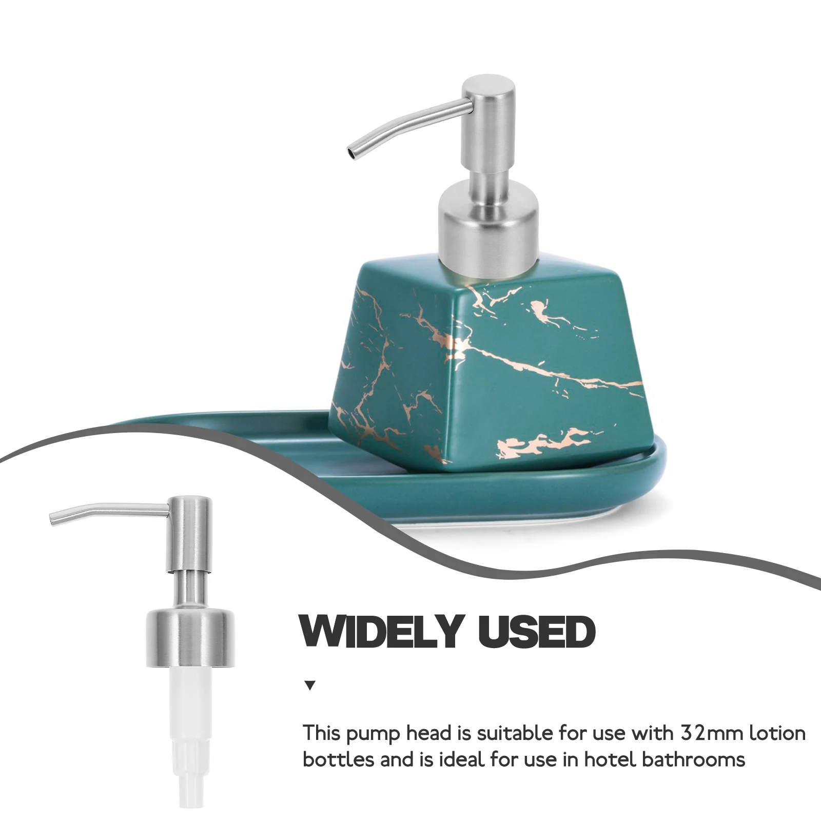 

2pcs Stainless Steel Pump Head Dispenser For 32Mm Lotion Bottles Manual Pressing Universal Replacement Soap Shampoo