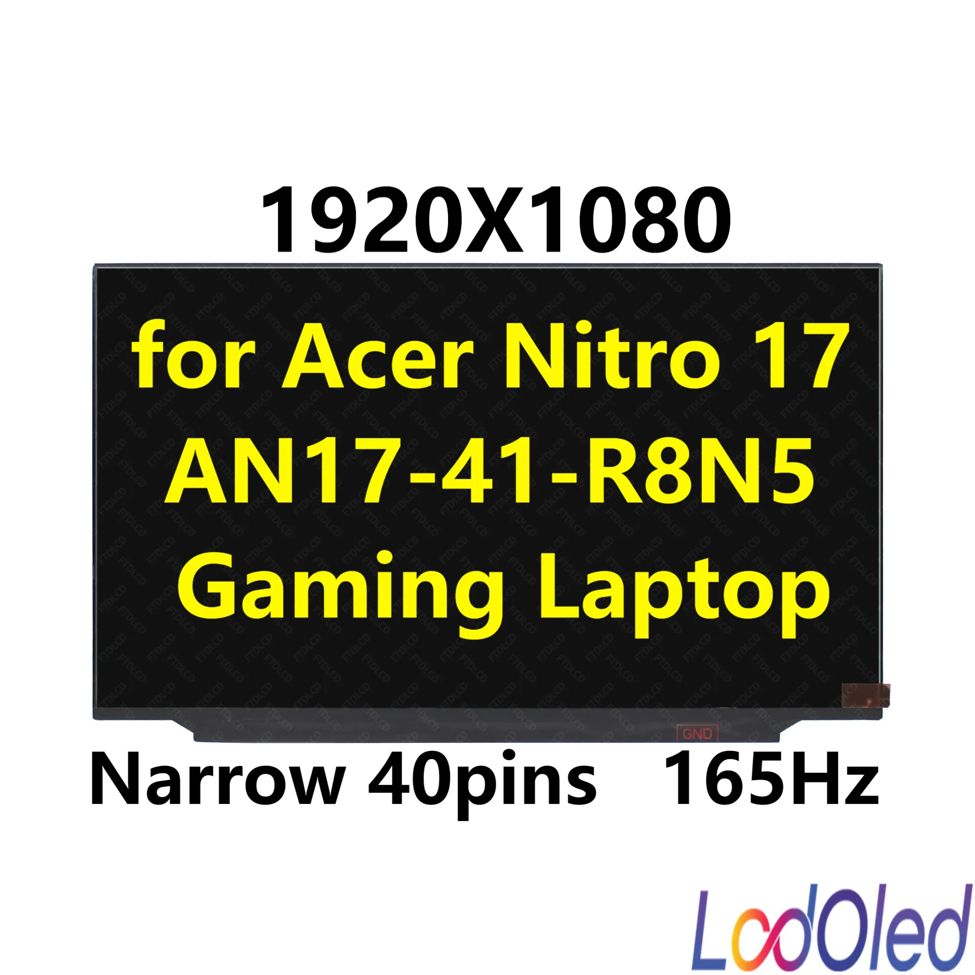 17.3'' for Acer Nitro 17 AN17-41-R8N5 Gaming Laptop LCD Screen Display Matrix Panel 1920x1080 Narrow 40Pins 165Hz