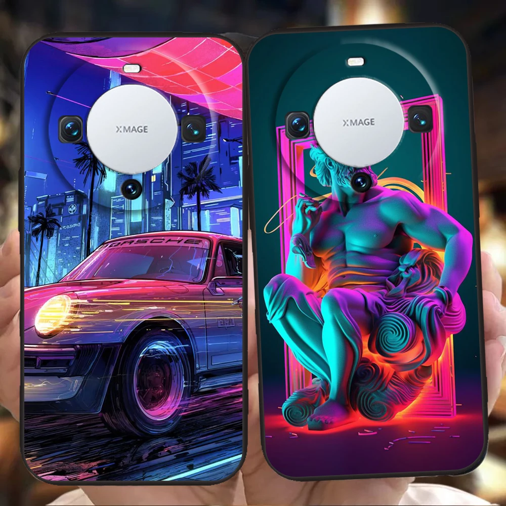 Synthwave Retro Phone Case Cover for Huawei Mate 60 Pro P50 P40 P30 P20 P10 P Smart Y6 Y7 Y9 Plus Silicone Fundas Shell Capa Bag