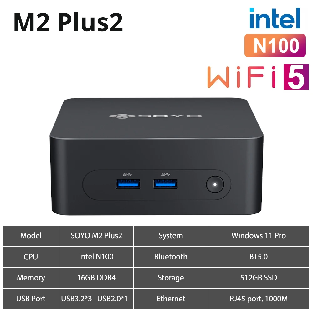 SOYO 효율적인 M4 Pro 미니 PC, Intel N150 N100 N95 CPU DDR4 16G RAM