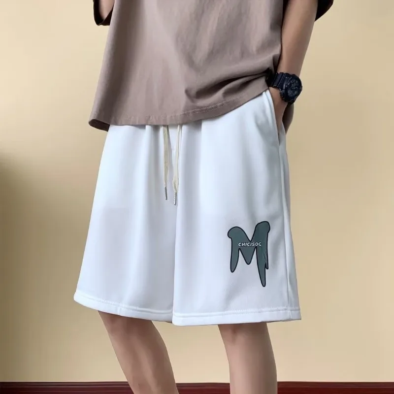 Oversized Shorts Men Deformed Letter M Shorts Fashion Brand High Street Loose Couple Five-point Shorts Basketball Short Pants