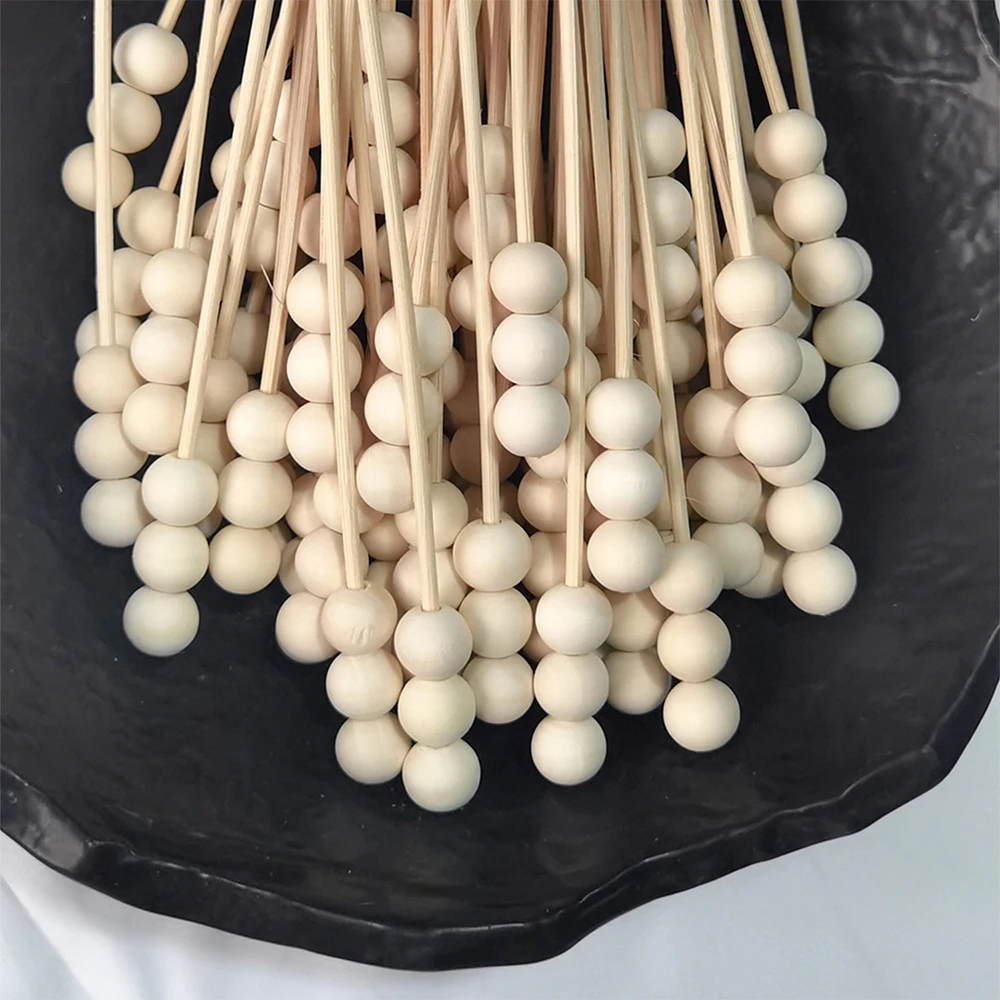 10pcs Wooden Ball Sticks for Home Fragrance Diffuser 3mm Rattan Sticks Replacement Reed Sticks Essential Oil Refill Sticks