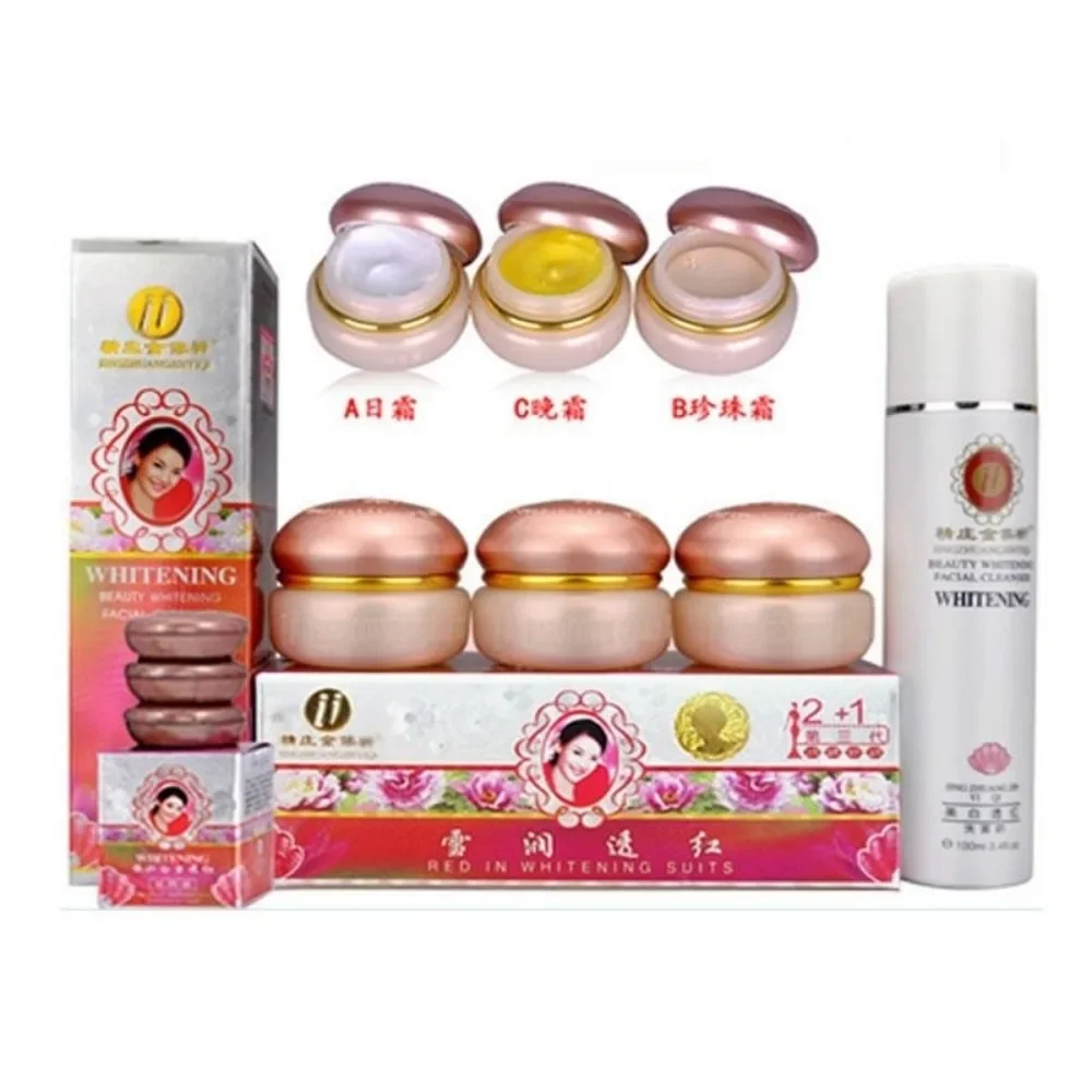 Original YiQi 3th Beauty Whitening 2+1 Face Cream Facial Cleanser Effective in 7 Days (Golden) SkinCare Set  Facial Products Kit