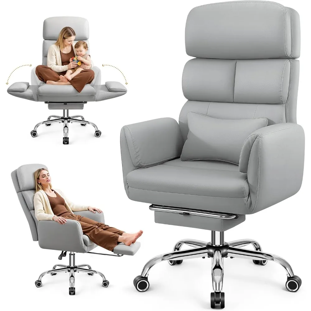 

Big and Tall Office Chair 500LBS, Reclining Swivel with Adjustable Armrests,Ergonomic High Back Leather Executive Chair