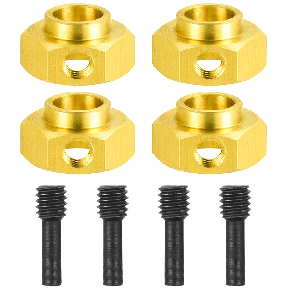 Set De 4 Peso De Latón Para Ruedas TRX4M – Hexagonales De 4 Mm – Adaptador Extensor Para Coches RC 1/18 – Accesorio De Actualización CNC Para Mayor Estabilidad