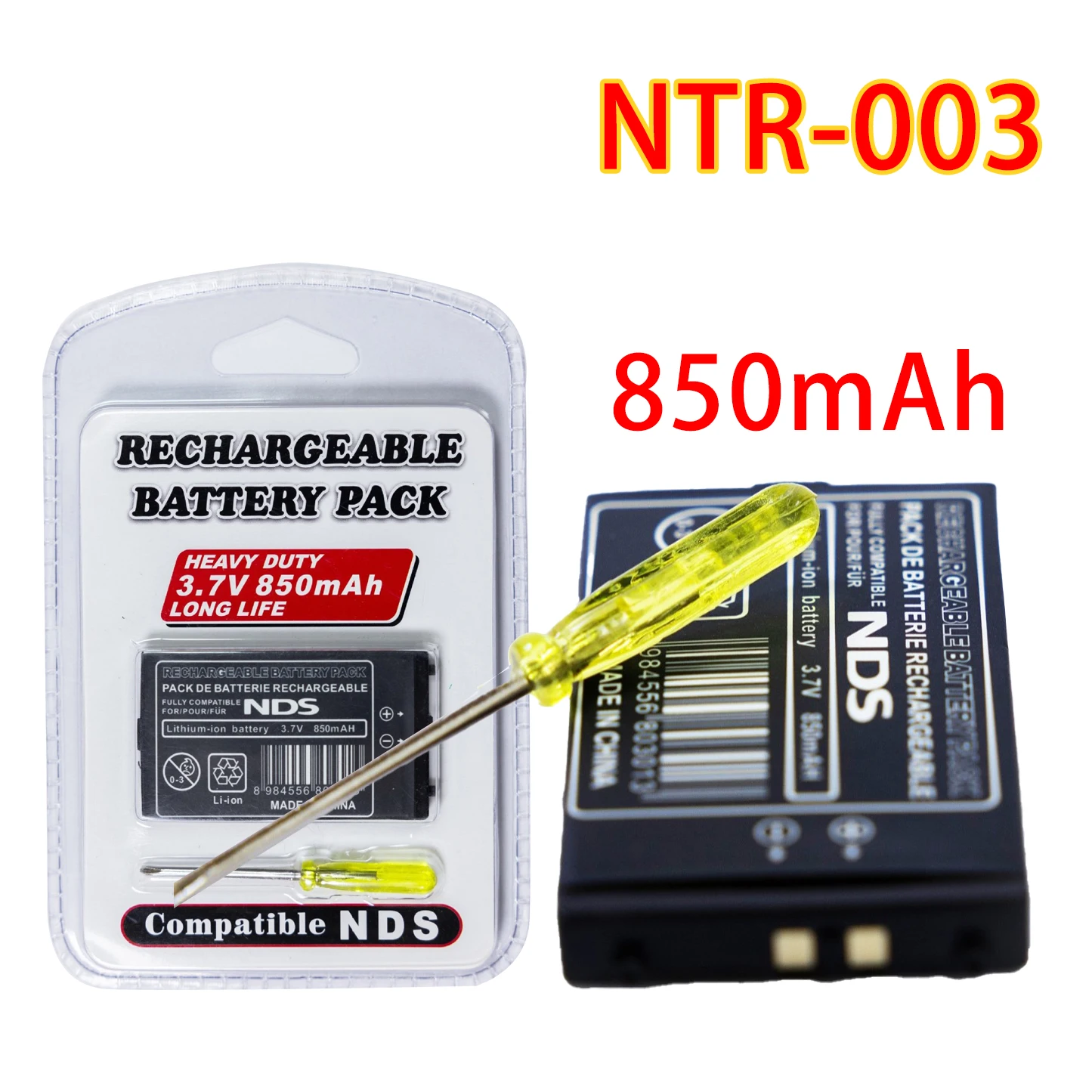 NTR 003 Rechargeable Lithium Battery 3.7V 850mAh NTR-003 Pack for Nintendo NDS Game Console NTR003 Replacement Batteries