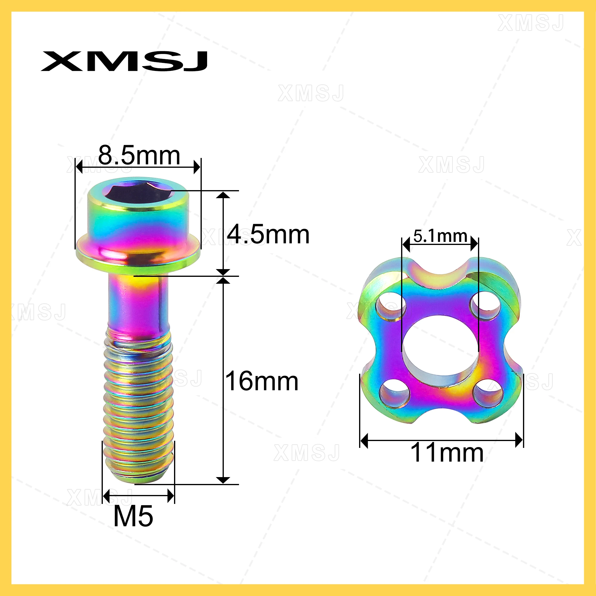 XMSJ チタン合金自転車フロントディレイラーボルトワッシャーキット固定ネジ M5X16mm ロードバイクフロントシフタークランプボルト