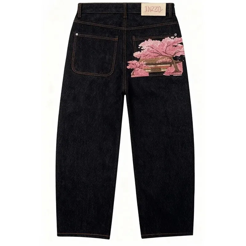 

Y2K Harajuku Heavy Embroidery Jeans Men Women Couple Sle Retro Casual Cotton Straight Leg Non Stretch Water Waed