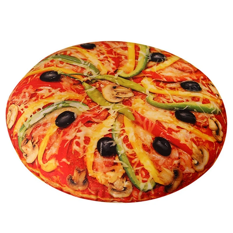 Oreiller rond en forme de pizza, drôle, 3D, jouet animal en peluche, double belle, durable, nouveauté, 16 pouces