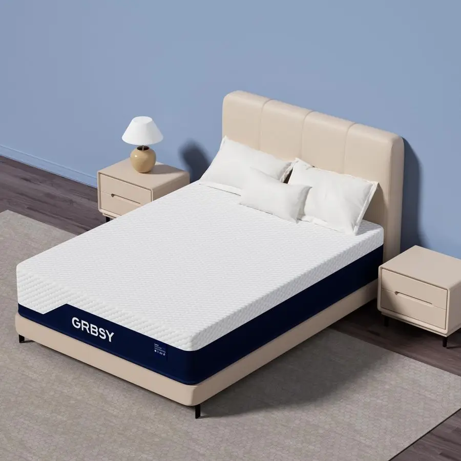 Matelas ferme, matelas en mousse à mémoire de forme gel rafraîchissant de 12 pouces, soulagement des maux de dos, housse en soie glacée rafraîchissante, matelas de lit dans une boîte, CertiPUR