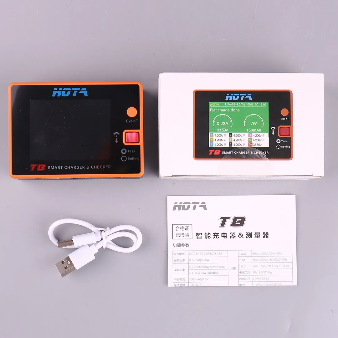 HOTA T8 650W 22A XT60 1-8S Intelligent Charger Checker for a wide range of devices NiZn/Nicd/NiMH Battery RC Drone Spares