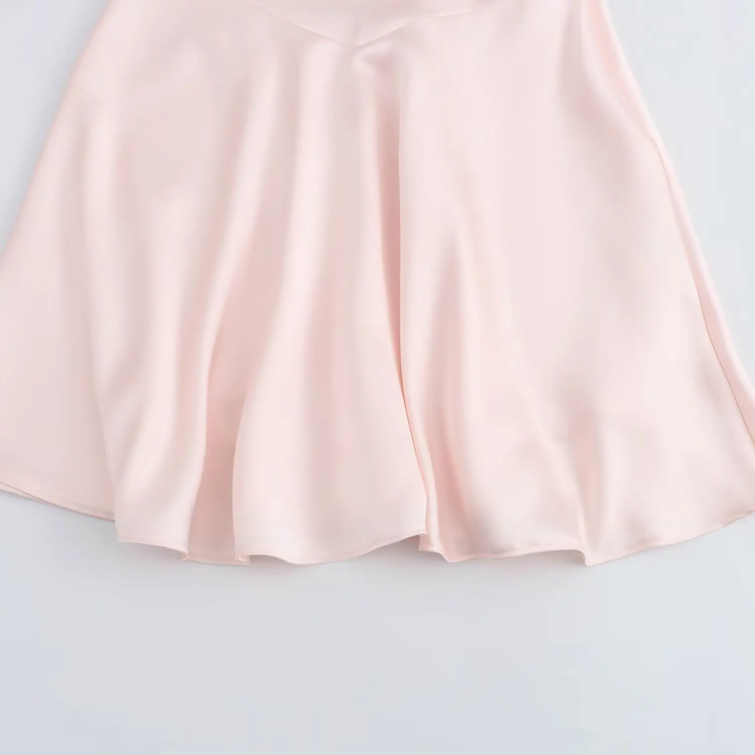 Dames zomer nieuwe stijl ruches zoom satijn voelt elegante zoete vierkante hals jarretel mini-jurk