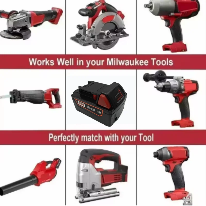 Pro Milwaukee M18 Baterie 12800mAh 18V Dobíjecí Baterie pro Milwaukee Tool M18B5 XC 48-11-2402 48-11-2411 2604-22 - náhled 5