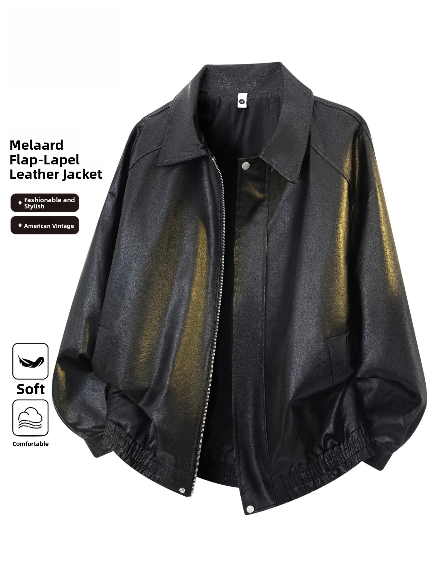 

Mellaad Collared Leather Jaet Men's Casual American Retro Sle Faionable Fall Outerwear Windproof Long Sve Zipper