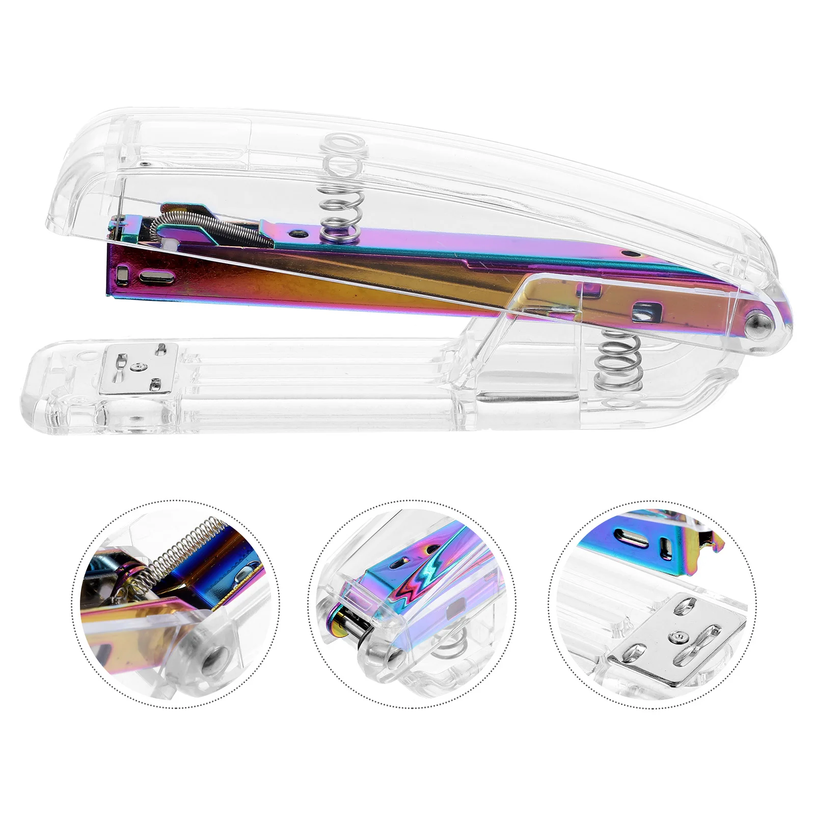 Clear Desk Stapler Small Students Child Fashion Transparent Office Supplies for