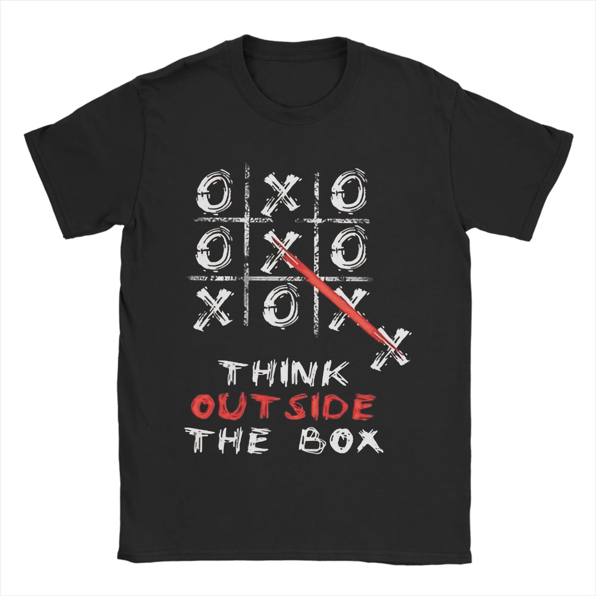 Think Outside The Box Tic Tac Toe T Shirt Men's  Pure Cotton Novelty T-Shirt Crewneck  Tee Shirt Short Sleeve Clothes