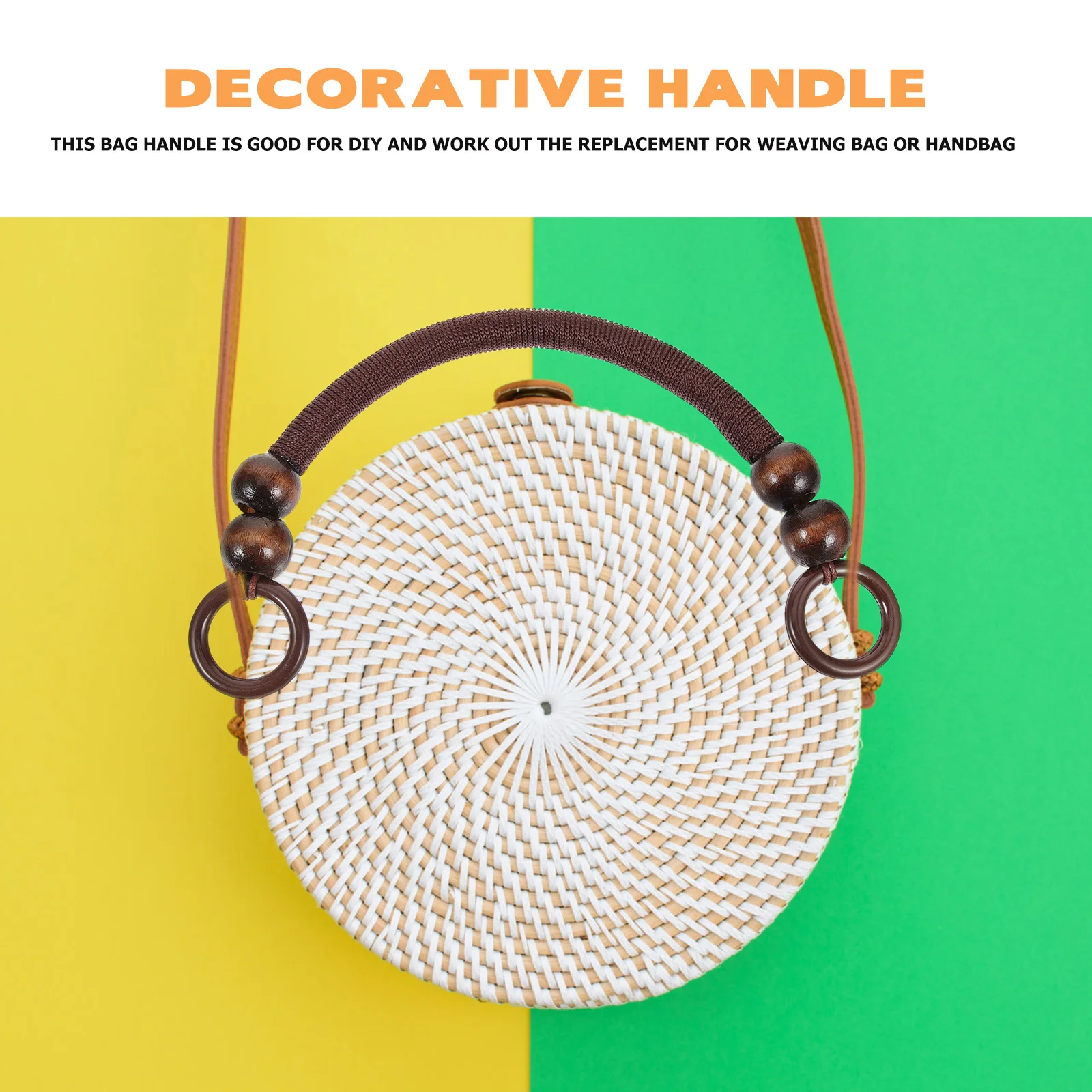 

6Pcs Wooden Bead Bag Handles Exquisite Detail Comfortable Grip Replacement for Handbags Weaving Bags DIY Craft Decoration Use