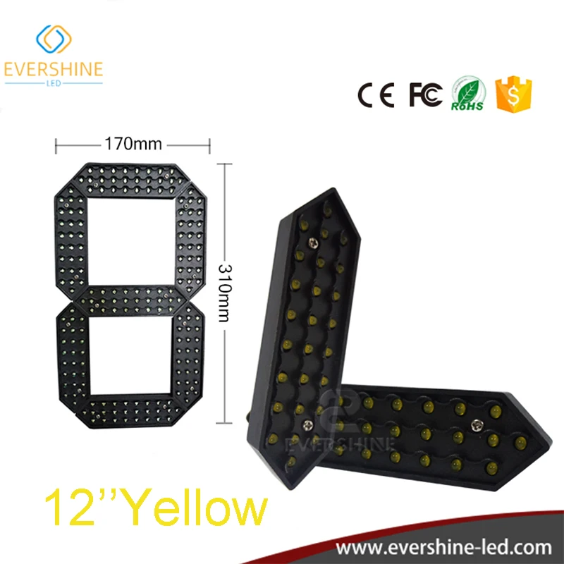 12 Inch 7 Segment Outdoor Waterproof Digital Number Board For LED Gas Station Electronic Fuel Price Time And Temp Sign