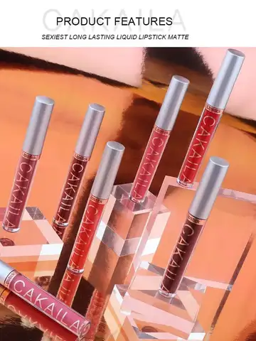 CAKAILA 6-Color Lip Gloss Lipstick Set Liquid Matte Velvet Matte Women's Makeup Long-lasting Waterproof Non-stick Cup Non-fade
