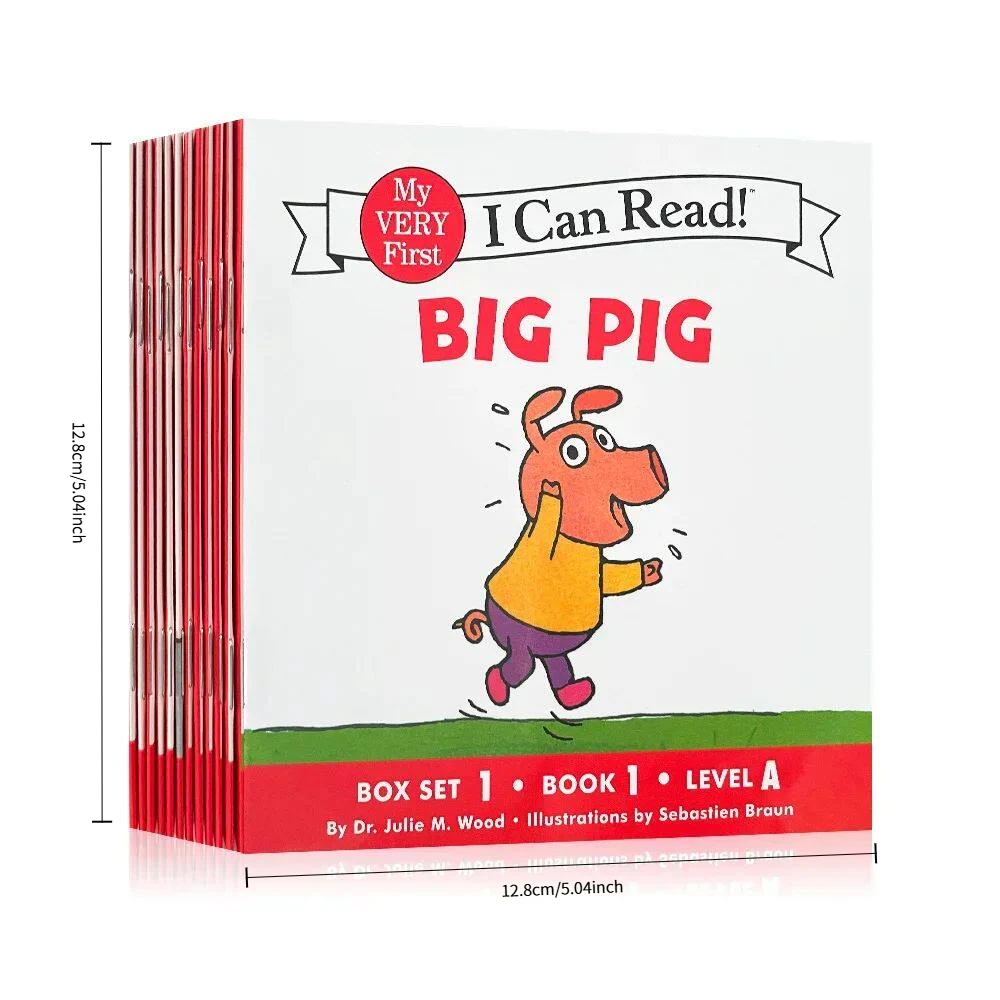 12 Books Set I Can Read Big Pig, Mini Portable English Picture Books, Kids Storybooks,Early Childhood Reading Training Materials