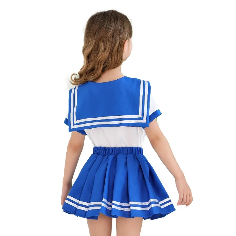 New Halloween Sailor Cosplay Costume Top Short Skirt Bow Headwear Socks Sets Theme Party Role Playing Outfits for 3-8 Years Old