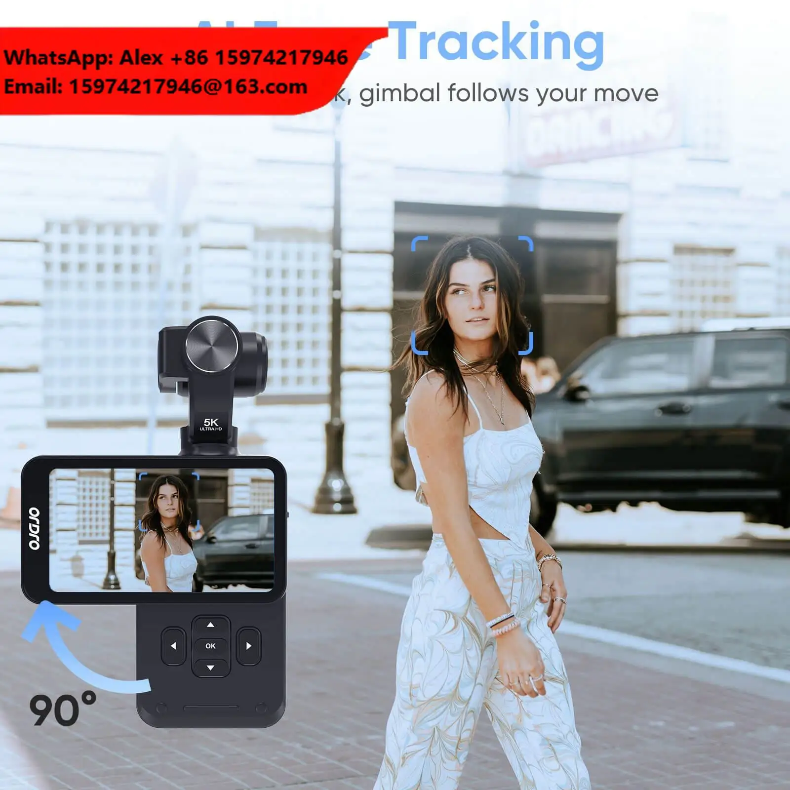 Tokdance M5 High Quality Pocket Camera 3-Axis Gimbal Screen Size: 1.5 CMOS Imaging HD 4K Video Streaming Vlog Face Tracking WiFi