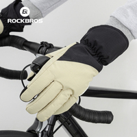 ROCKBROS Winter Warm Bicycle Gloves Touch Screen Anti-slip Bike Full Finger Gloves Thicken Thermal Fleece Skiing Hiking Gloves