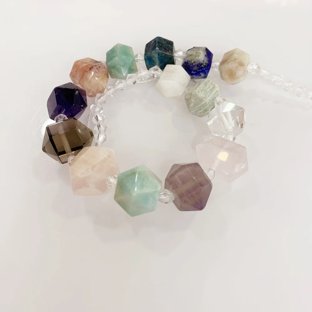 Natural Gemstone IRREGULAR Hexagonal Mix Colored Stone 10-16x16-22mm Loose Bead DIY Bracelet Necklace Earrings Jewelry Making