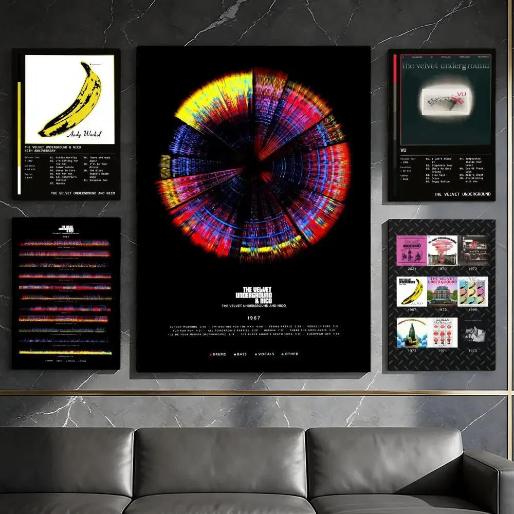 Rock Band The V-Velvet U-Underground Poster Waterproof Peel & Stick Wall Sticker Self Adhesive Art Decor For Living Room Bedroom