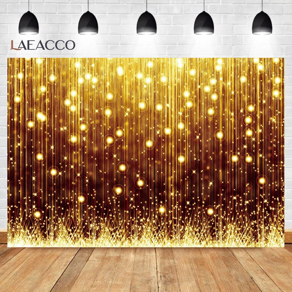 Laeacco Golden Glitters Photo Backdrops Birthday Party Banner Decoration Portrait Name Customize Photography Background Blue Red