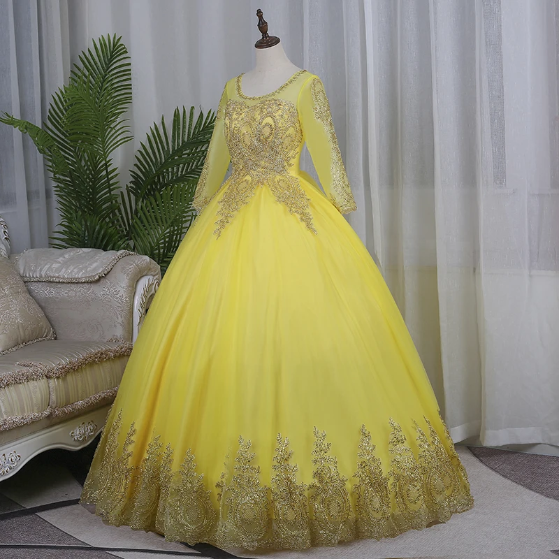 Quinceanera Dresses Loang Sleeve Prom Dress Sweet Party Dress Elegant Ball Gown Classic Lace Real Photo Vestidos Plus Size