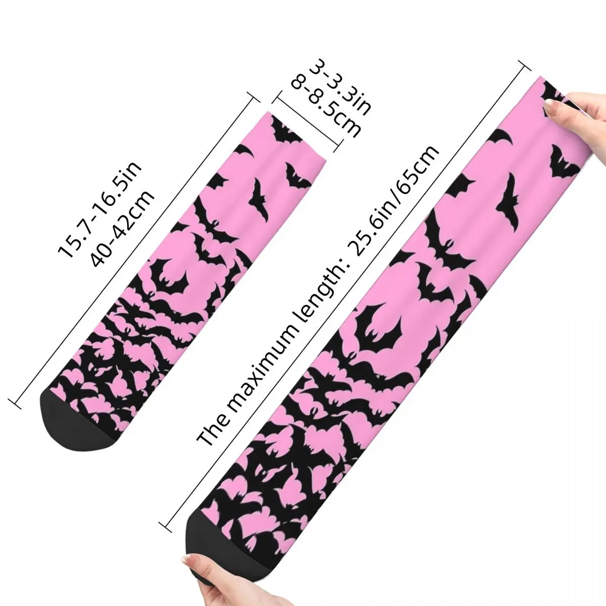 Pink Bat Halloween Goth Socks Men Women Polyester Funny Happy Socks Novelty Spring Summer Autumn Winter Socks Gifts