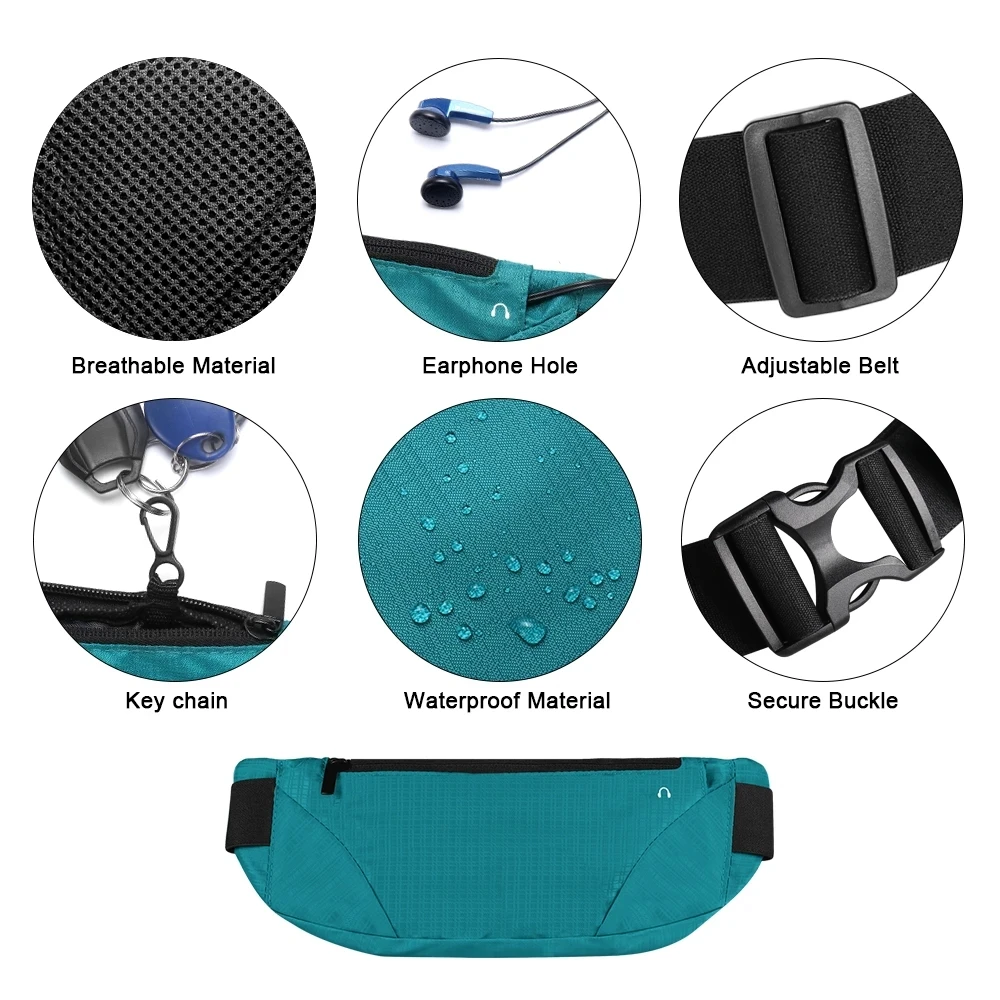 여성용 경량 방수 통기성 폰 파우치 조깅 패니 팩, 러닝 백, 허리 팩, 엉덩이 벨트, 스포츠