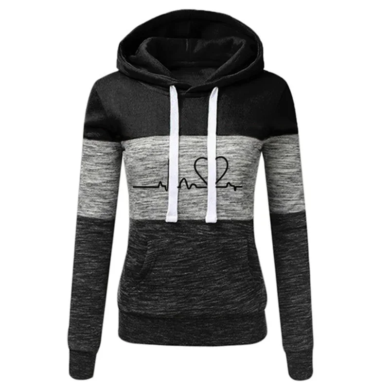 Damen-Trainingsanzug mit Print, Kapuzenpullover, Jogginghose, Farbblock-Design, vielseitig, lässig, Sport-Outfit, Größen S-3XL – Detail 8