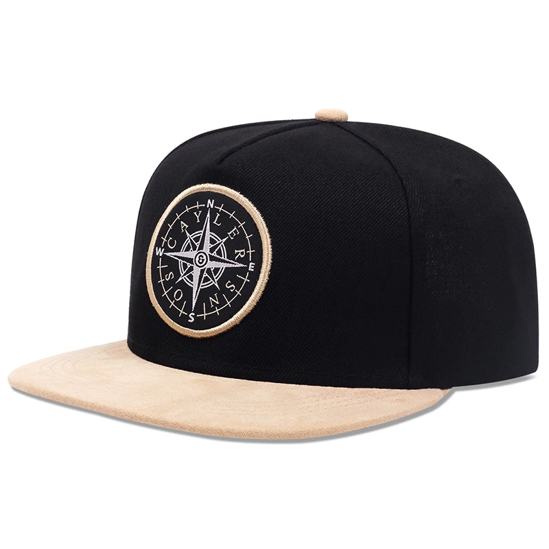 Fashion New NSWE Compass Flat Edge Hat Men's Retro Street Hip Hop Hat Women's Decorative Color blocked Baseball Hat Sunshade Hat