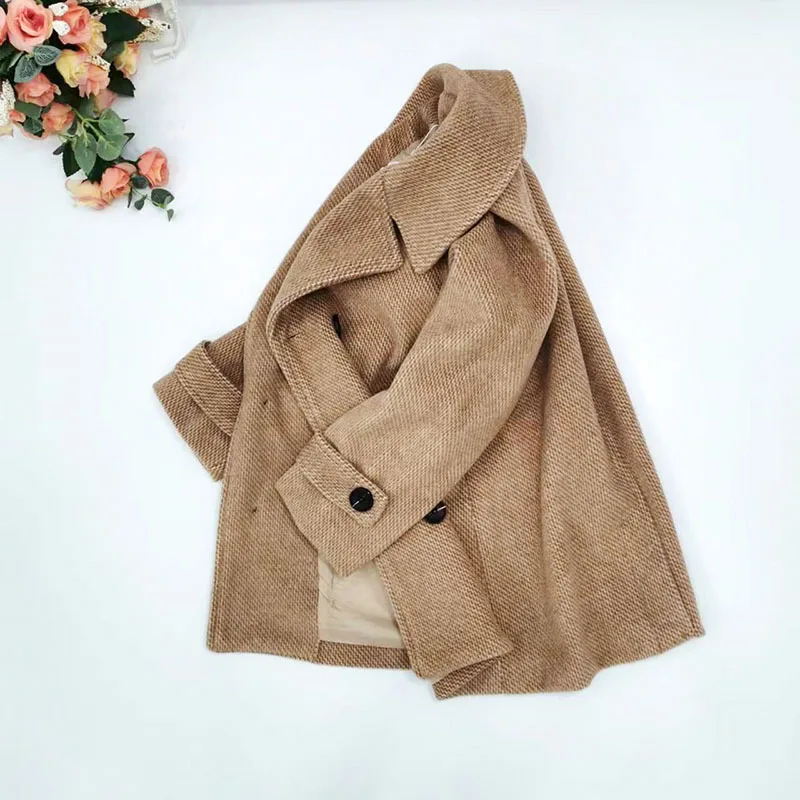Children Windproof Outdoor Jacket Boys Khaki Winter Warm Wool Coat 3-15Y Teenager Kids Birthday Party Photography Woolen Coat