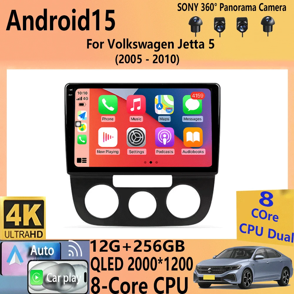 

Car Radio Android 15 Carplay Auto For Volkswagen Jetta 5 2005 2006 2007 2008 2009 2010 GPS Multimedia Player 4G Head Unit Stereo