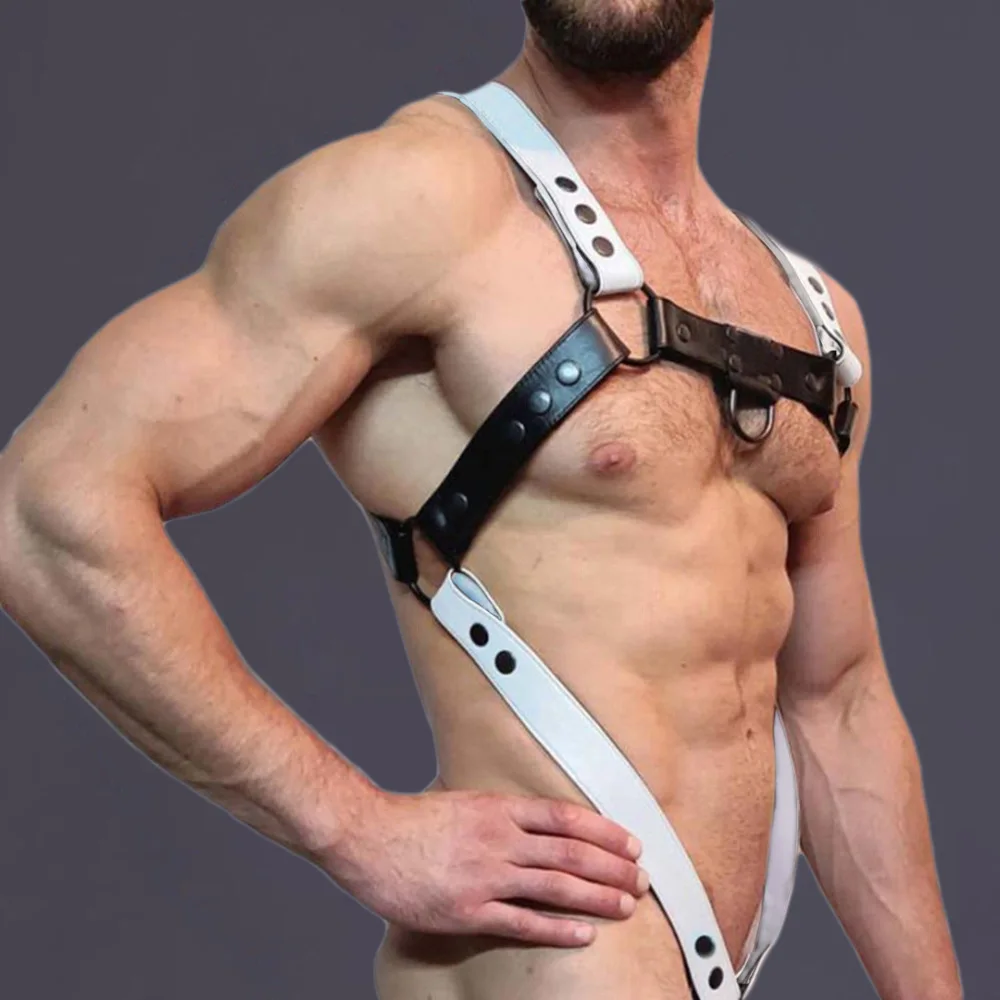 Male Sexual Lingerie Fashion Leather Chest Harness Belt Adjustable BDSM Body Bondage Harness Strap Fetish Gay Clothing for Sex