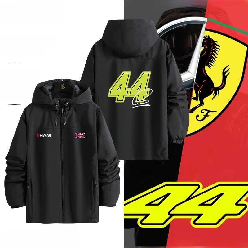 

Lewis Hlton F Racing Jaet Men's Women's Waterproof Outdoor Casual Sle Stand Fit Long Sve Zipper Closure Coat