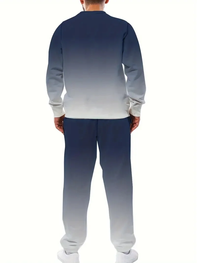 Herrenbekleidungsset, Sportbekleidung, 3D-gedrucktes Langarm-T-Shirt, modischer Herrenpullover, lässiges Sporthosen-Set