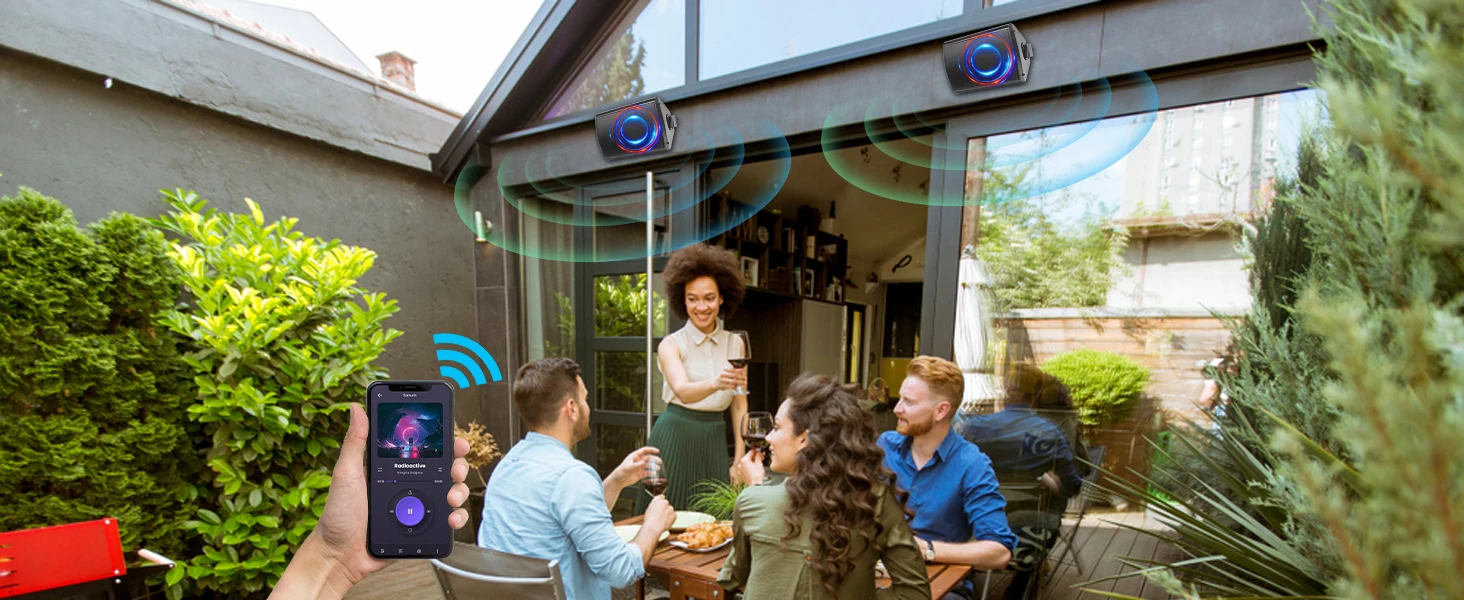 Herdio 5,25 Zoll Outdoor Bluetooth-Lautsprecher 300W Kabelgebundene Wasserdichte Wandmontierte Terrassen- und Boot-Aktivlautsprecher für Garage, Deck und Zuhause – Detail 9