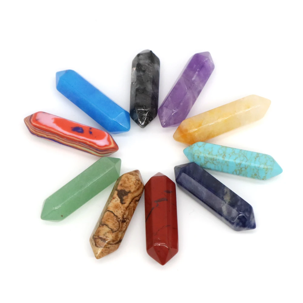 

25pcs/Lot Natural Stones Crystal Hexagonal Point Pendant Reiki Chakra Meditation Gem DIY Necklaces Jewelry Accessories Wholesale