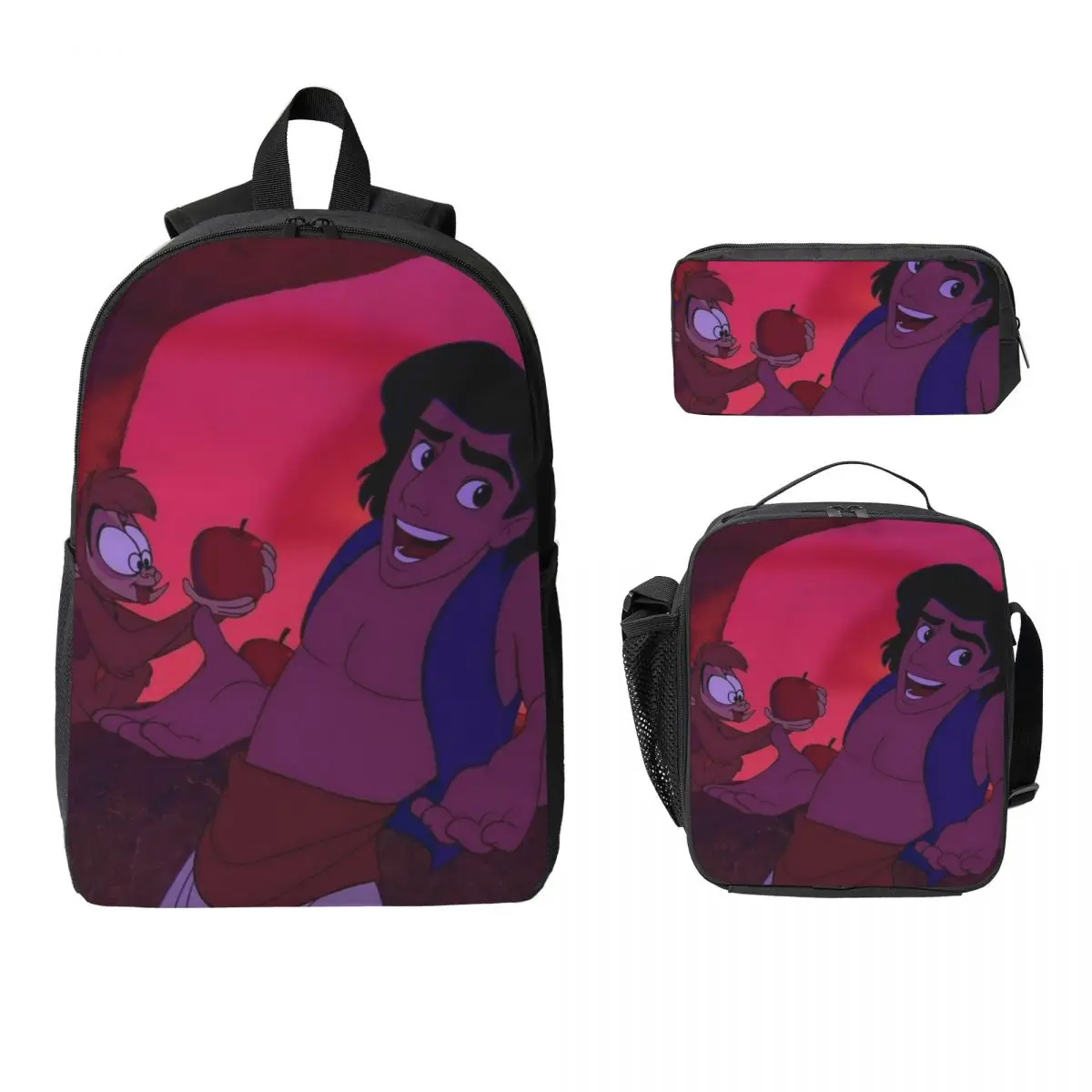 

Aladdin Backpack Student Boys Girls BookBag School Bag Computer Shoulder Bags 3ps Insulated Lunch Bag Pencil Case