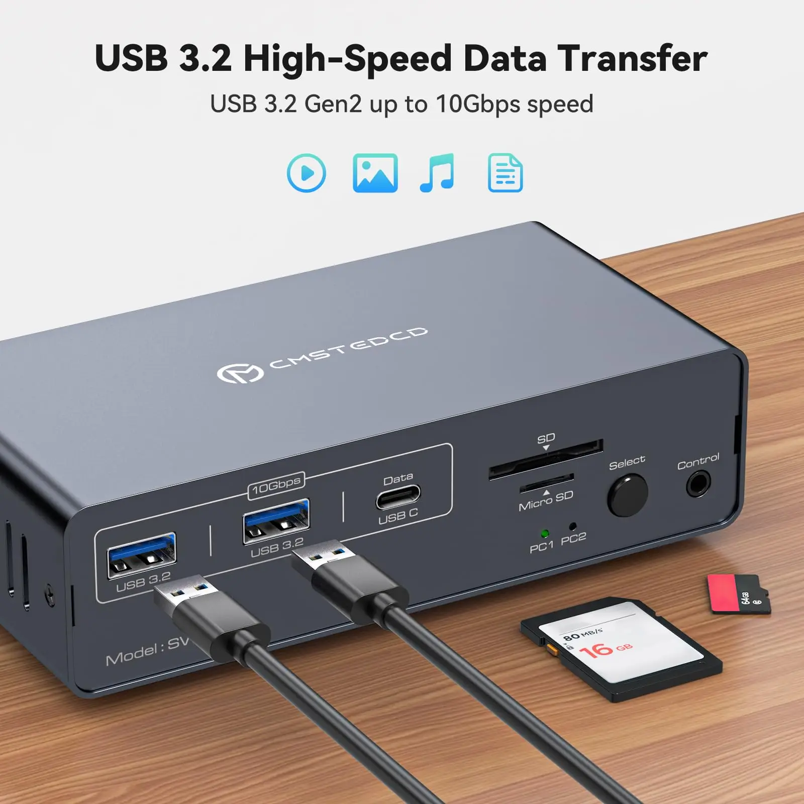 

Док-станция KVM USB-C, KVM-переключатель для 2 мониторов и 2 компьютеров, HDMI 4K60Гц, переключатель для двух мониторов для ноутбуков/ПК, для совместного использования клавиатуры и мыши