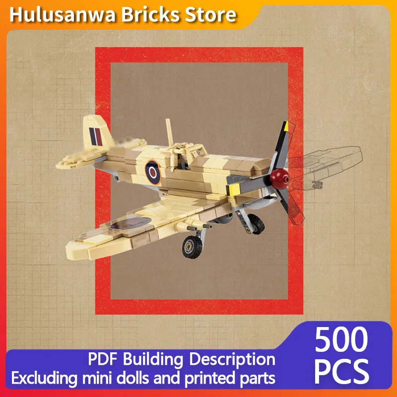 

Military Spitfire Fighter Jets Model MOC Building Bricks War Equipment Modular Technology Gifts Holiday Assemble Children Toys